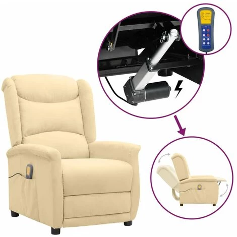 Fauteuil Releveur Inclinable De Massage Tissu Microfibre Crème VidaXL 3 Fauteuil Releveur Inclinable De Massage Tissu Microfibre Crème VidaXL