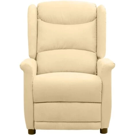 Fauteuil Releveur Inclinable De Massage Tissu Microfibre Crème VidaXL 5 Fauteuil Releveur Inclinable De Massage Tissu Microfibre Crème VidaXL – Image 3