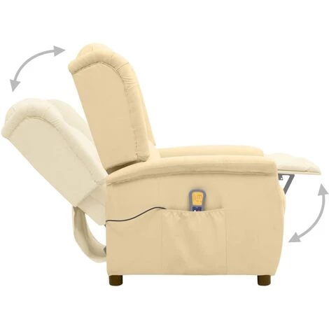 Fauteuil Releveur Inclinable De Massage Tissu Microfibre Crème VidaXL 7 Fauteuil Releveur Inclinable De Massage Tissu Microfibre Crème VidaXL – Image 5
