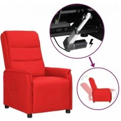 Fauteuil Releveur Inclinable Similicuir Rouge VidaXL
