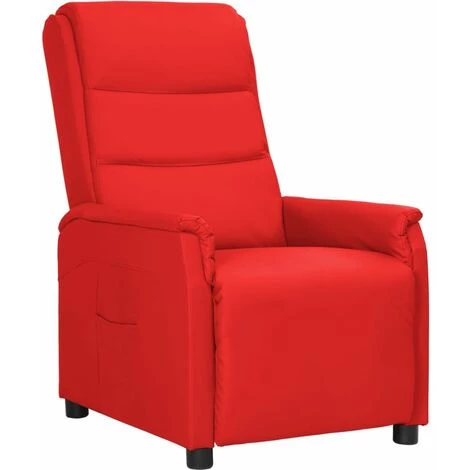 Fauteuil Releveur Inclinable Similicuir Rouge VidaXL 4 Fauteuil Releveur Inclinable Similicuir Rouge VidaXL – Image 2