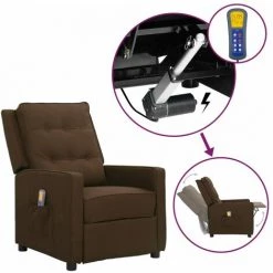 Fauteuil Releveur Inclinable De Massage Tissu Marron Foncé VidaXL