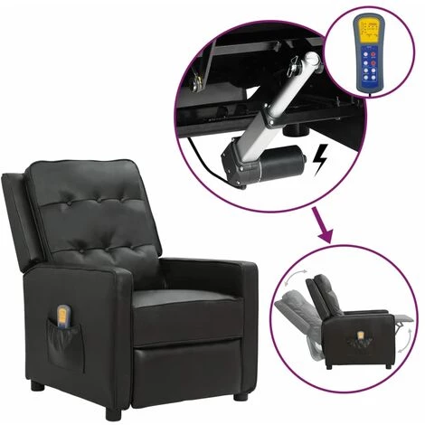 Fauteuil Releveur Inclinable Massage Similicuir Brillant Noir VidaXL 3 Fauteuil Releveur Inclinable Massage Similicuir Brillant Noir VidaXL