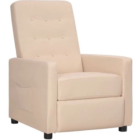 Fauteuil Releveur Inclinable Tissu Crème VidaXL 4 Fauteuil Releveur Inclinable Tissu Crème VidaXL – Image 2