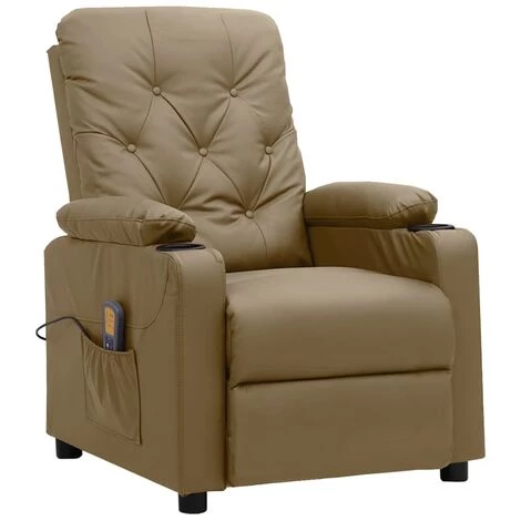 VidaXL Fauteuil Releveur Inclinable De Massage Similicuir Cappuccino - Brun 4 VidaXL Fauteuil Releveur Inclinable De Massage Similicuir Cappuccino - Brun – Image 2
