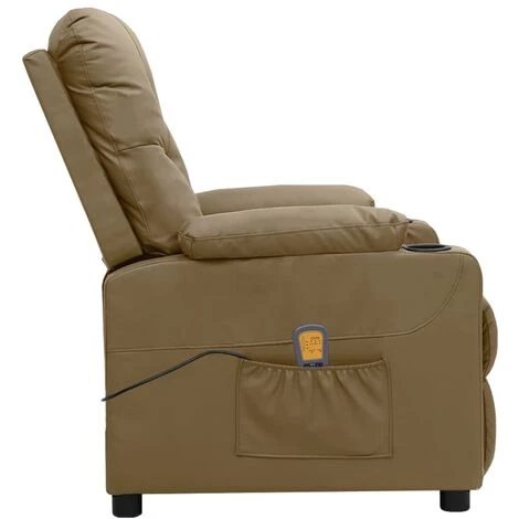 VidaXL Fauteuil Releveur Inclinable De Massage Similicuir Cappuccino - Brun 6 VidaXL Fauteuil Releveur Inclinable De Massage Similicuir Cappuccino - Brun – Image 4