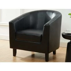 VENTE-UNIQUE.COM Fauteuil Cabriolet En Simili Noir CRISTOBAL II - Noir