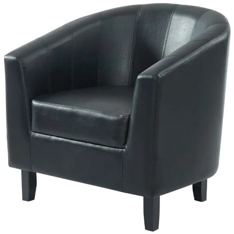 VENTE-UNIQUE.COM Fauteuil Cabriolet En Simili Noir CRISTOBAL II - Noir 5 VENTE-UNIQUE.COM Fauteuil Cabriolet En Simili Noir CRISTOBAL II - Noir – Image 3