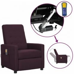 Fauteuil Releveur Inclinable De Massage Tissu Violet VidaXL
