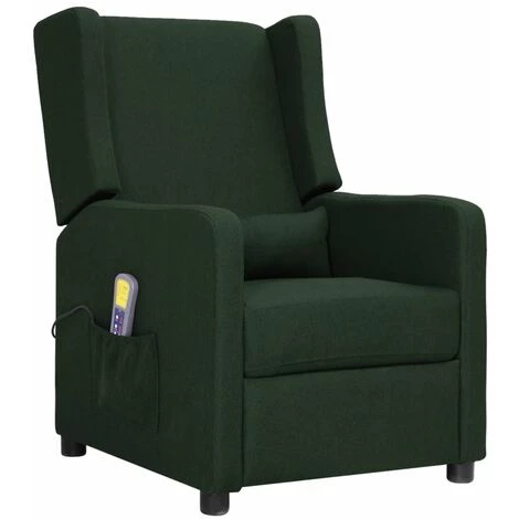 Fauteuil Releveur Inclinable De Massage Tissu Vert Foncé VidaXL 4 Fauteuil Releveur Inclinable De Massage Tissu Vert Foncé VidaXL – Image 2