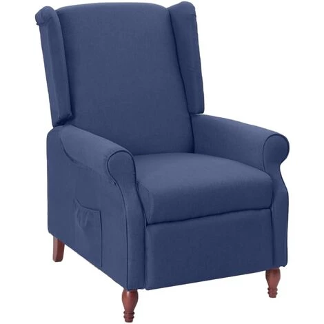 Fauteuil Inclinable Bleu Tissu VidaXL 3 Fauteuil Inclinable Bleu Tissu VidaXL