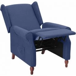 Fauteuil Inclinable Bleu Tissu VidaXL 11 Fauteuil Inclinable Bleu Tissu VidaXL -Pas Cher Fauteuil Magasin 59331584 5