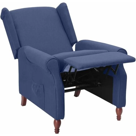 Fauteuil Inclinable Bleu Tissu VidaXL 7 Fauteuil Inclinable Bleu Tissu VidaXL â Image 5