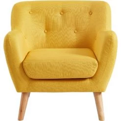 BAïTA Fauteuil SCANDI En Tissu Jaune Avec Pieds En Bois - Jaune