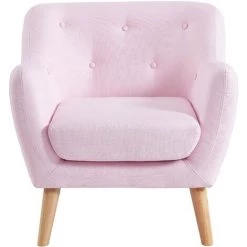 BAïTA Fauteuil SCANDI En Tissu Rose Avec Pieds En Bois - Rose