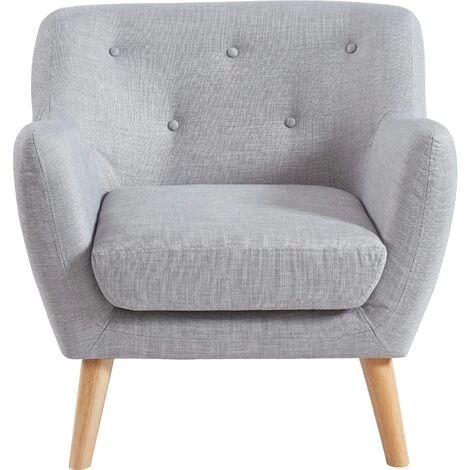BAïTA Fauteuil SCANDI En Tissu Gris Avec Pieds En Bois - Gris 3 BAïTA Fauteuil SCANDI En Tissu Gris Avec Pieds En Bois - Gris