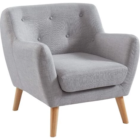 BAïTA Fauteuil SCANDI En Tissu Gris Avec Pieds En Bois - Gris 5 BAïTA Fauteuil SCANDI En Tissu Gris Avec Pieds En Bois - Gris – Image 3