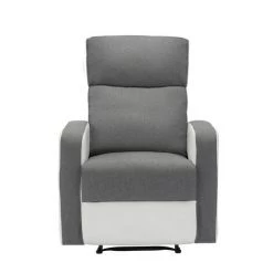 BAïTA Fauteuil Relax LOVA Large En Tissu Gris Et PU Blanc Avec Fonction électrique - Gris -Pas Cher Fauteuil Magasin 59336700 3