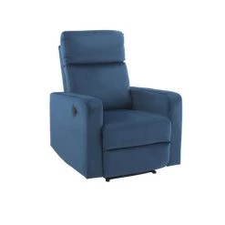 BAïTA Fauteuil Relax LOVA Large En Velours Bleu Foncé Avec Fonction électrique - Bleu