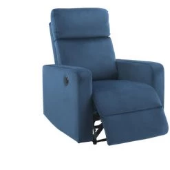 BAïTA Fauteuil Relax LOVA Large En Velours Bleu Foncé Avec Fonction électrique - Bleu -Pas Cher Fauteuil Magasin 59336702 4