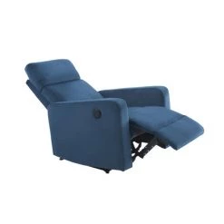 BAïTA Fauteuil Relax LOVA Large En Velours Bleu Foncé Avec Fonction électrique - Bleu -Pas Cher Fauteuil Magasin 59336702 5