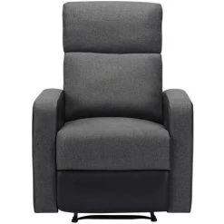 BAïTA Fauteuil Relax LOVA Large En Tissu Gris Et PU Noir Avec Fonction électrique - Gris -Pas Cher Fauteuil Magasin 59336703 3