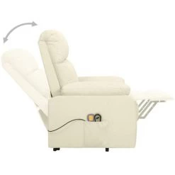 YOUTHUP Fauteuil De Massage Inclinable Crème Tissu - Crème -Pas Cher Fauteuil Magasin 59373259 4