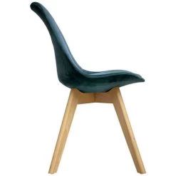 Lot De 2 Chaises En Velours Style Scandinave "Helsinki" Atmosphera - Bleu Canard -Pas Cher Fauteuil Magasin 59419359 3