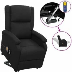 VidaXL Fauteuil Releveur Inclinable De Massage Noir Tissu - Noir