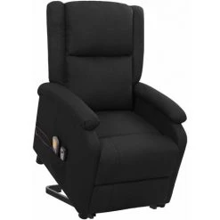 VidaXL Fauteuil Releveur Inclinable De Massage Noir Tissu - Noir -Pas Cher Fauteuil Magasin 59423243 4