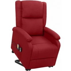 VidaXL Fauteuil Releveur Inclinable De Massage Bordeaux Tissu - Rouge -Pas Cher Fauteuil Magasin 59423244 4