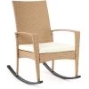 Fauteuil à Bascule, Chaise Berçante De Relaxation Rocking Chair En Résine Tressée Avec Coussin Pour Salon, Terrasse, Beige - Mondeer -Pas Cher Fauteuil Magasin 59466857 1