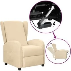 Fauteuil Releveur Inclinable Crème Tissu VidaXL