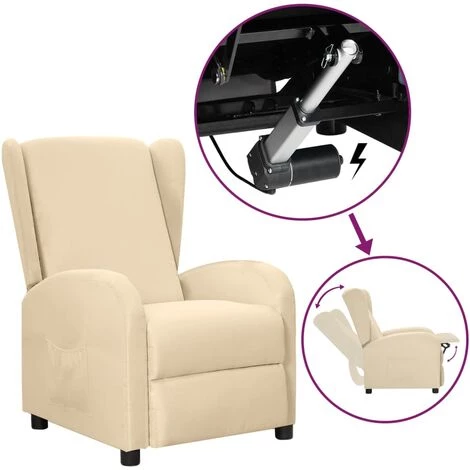 Fauteuil Releveur Inclinable Crème Tissu VidaXL 3 Fauteuil Releveur Inclinable Crème Tissu VidaXL