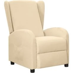 VidaXL Fauteuil Inclinable Crème Tissu - Crème