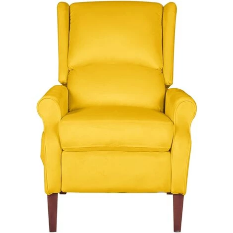 TRUE DEAL Fauteuil De Massage Inclinable Jaune Velours 4 TRUE DEAL Fauteuil De Massage Inclinable Jaune Velours – Image 2