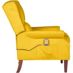 TRUE DEAL Fauteuil De Massage Inclinable Jaune Velours 9 TRUE DEAL Fauteuil De Massage Inclinable Jaune Velours -Pas Cher Fauteuil Magasin 59592288 3