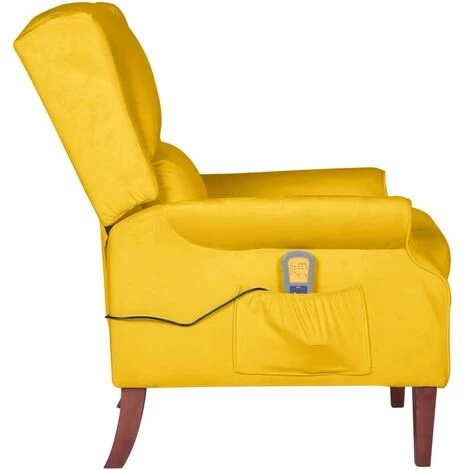 TRUE DEAL Fauteuil De Massage Inclinable Jaune Velours 5 TRUE DEAL Fauteuil De Massage Inclinable Jaune Velours – Image 3