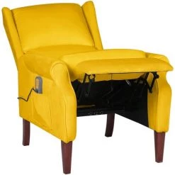 TRUE DEAL Fauteuil De Massage Inclinable Jaune Velours 10 TRUE DEAL Fauteuil De Massage Inclinable Jaune Velours -Pas Cher Fauteuil Magasin 59592288 4
