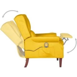 TRUE DEAL Fauteuil De Massage Inclinable Jaune Velours 11 TRUE DEAL Fauteuil De Massage Inclinable Jaune Velours -Pas Cher Fauteuil Magasin 59592288 5