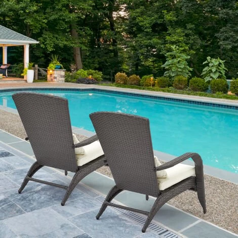 Lot De 2 Fauteuil De Salon En Résine Tressée Chaise D'appoint Relaxaion , Dossier Haut Avec Coussins Confortable - Mondeer 6 Lot De 2 Fauteuil De Salon En Résine Tressée Chaise D'appoint Relaxaion , Dossier Haut Avec Coussins Confortable - Mondeer – Image 4