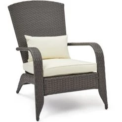 Fauteuil De Salon En Résine Tressée Chaise D'appoint Relaxaion , Dossier Haut Avec Coussins Confortable - Mondeer