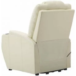 VidaXL Fauteuil Releveur Inclinable Crème Similicuir - Crème -Pas Cher Fauteuil Magasin 59674394 5
