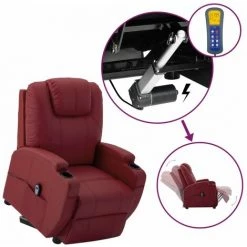 VidaXL Fauteuil Releveur Inclinable Bordeaux Similicuir - Rouge