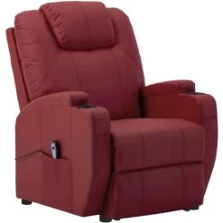 VidaXL Fauteuil Releveur Inclinable Bordeaux Similicuir - Rouge 9 VidaXL Fauteuil Releveur Inclinable Bordeaux Similicuir - Rouge -Pas Cher Fauteuil Magasin 59674398 3