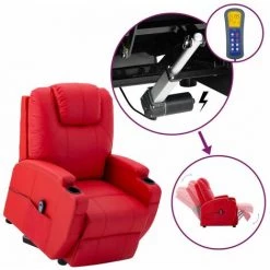 VidaXL Fauteuil Releveur Inclinable Rouge Similicuir - Rouge