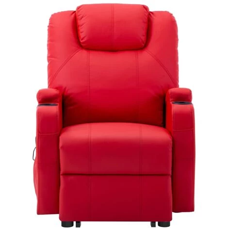 VidaXL Fauteuil Releveur Inclinable Rouge Similicuir - Rouge 6 VidaXL Fauteuil Releveur Inclinable Rouge Similicuir - Rouge – Image 4