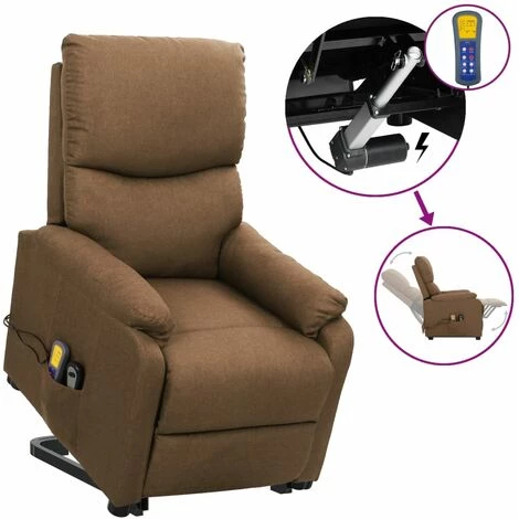 VidaXL Fauteuil Releveur Inclinable De Massage Taupe Tissu - Taupe 3 VidaXL Fauteuil Releveur Inclinable De Massage Taupe Tissu - Taupe