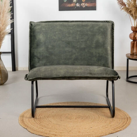 DIMEHOUSE Paris Fauteuil Industriel Vert Velours - Vert 4 DIMEHOUSE Paris Fauteuil Industriel Vert Velours - Vert – Image 2