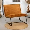 DIMEHOUSE Paris Fauteuil Industriel Cognac Velours - Marron, Jaune, Taupe, Brun